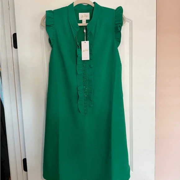 Lilly Pulitzer Vibrant Green Ruffle Mini Dress - Picture 1 of 3
